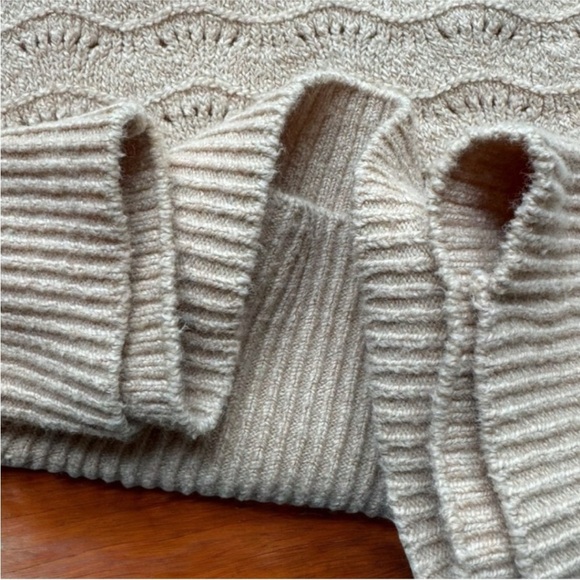 JOIE Beige / Cream / Tan Knit Sweater - Size Medium - 3/4 Sleeves - Picture 6 of 12